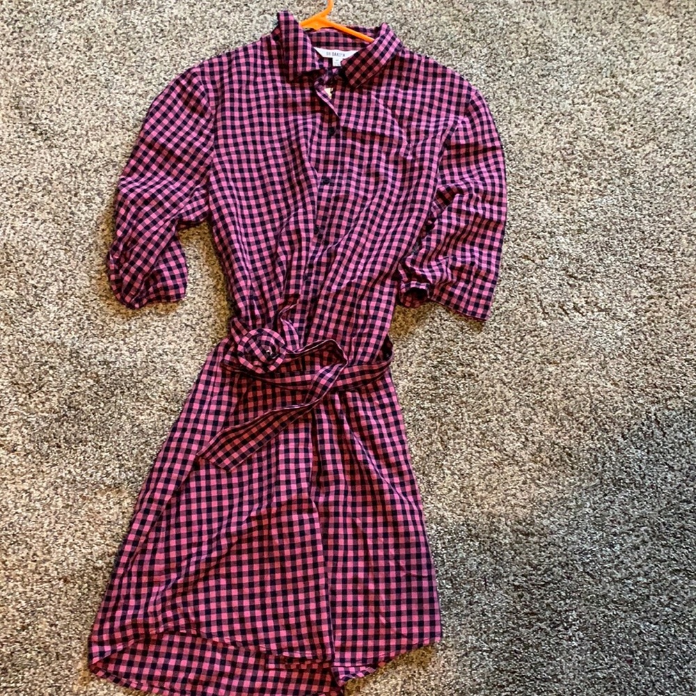 Bb Dakota pink plaid button up dress size Medium
